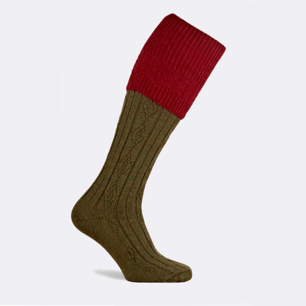 mens defender shooting sock in cherry red and green